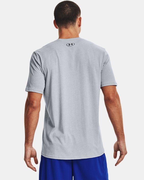 Men's UA Basketball Branded Wordmark Short Sleeve, Gray, pdpMainDesktop image number 1